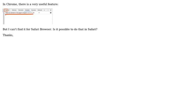 Apple: Does Safari have the feature "Select an element in the page to inspect it" as Chrome does? смотреть онлайн