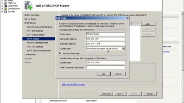 Server 2008 Lesson 8   Configuring DHCP For IPv4