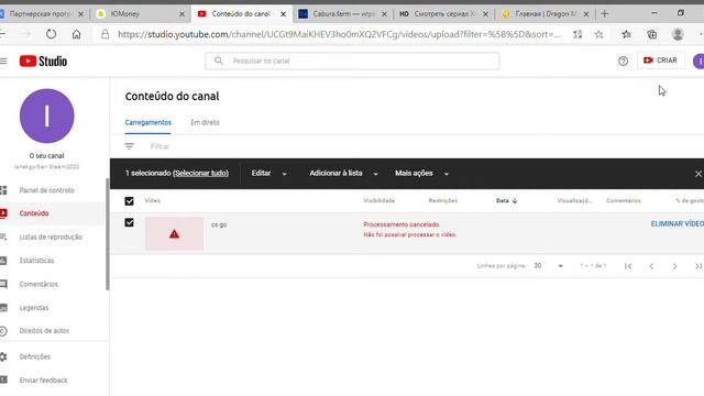 Conteúdo do canal YouTube Studio и еще 5 страниц — Рабочий Microsoft Edge 2020 11 08 12 14 37 смотреть онлайн