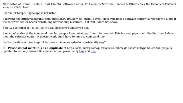 Ubuntu: Can't install Skype through Software Center 12.04 смотреть онлайн