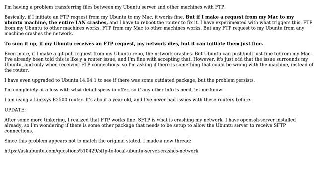 FTP to my Ubuntu machine kills my network смотреть онлайн