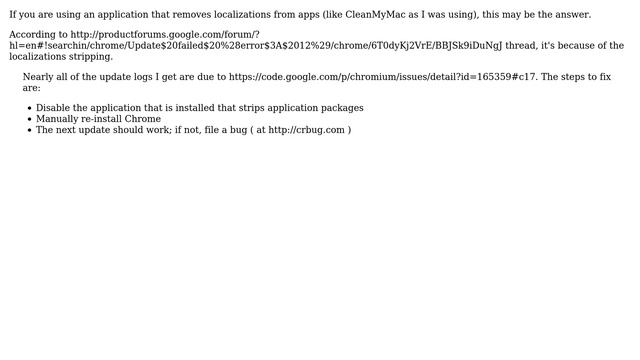 Cannot auto-update Google Chrome anymore (error: 12) - OS X 10.8.2 (5 Solutions!!) смотреть онлайн