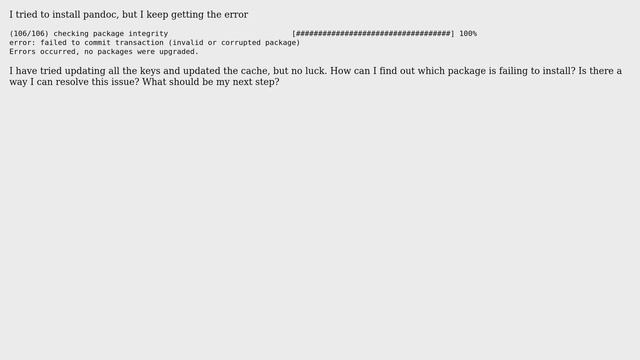 Unix & Linux: Manjaro can't install pandoc, invalid or corrupted package смотреть онлайн