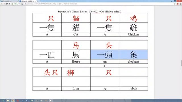 -learn chinese-learn cantonese -steven chu chinese lesson-ACG kids002 animal 01 смотреть онлайн
