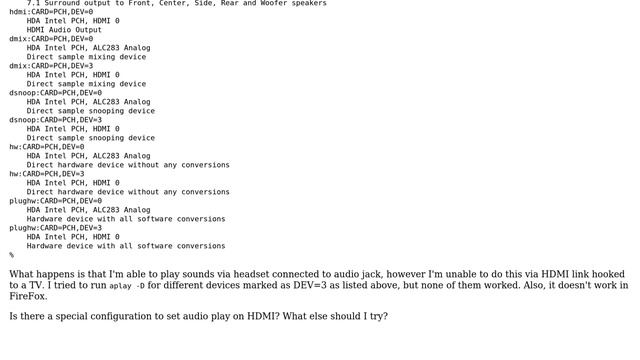 Unix & Linux: ALSA doesn't play on HDMI смотреть онлайн