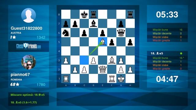 Chess Game Analysis: pianno67 - Guest31822800 : 1-0 (By ChessFriends.com) смотреть онлайн