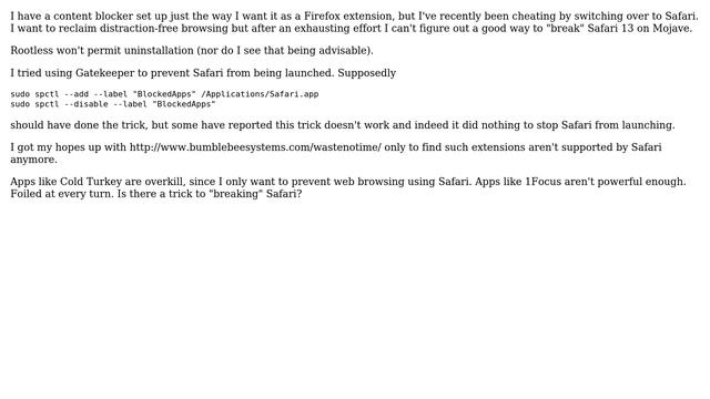 Apple: How can I irreversibly prevent Safari from being used for web browsing? смотреть онлайн