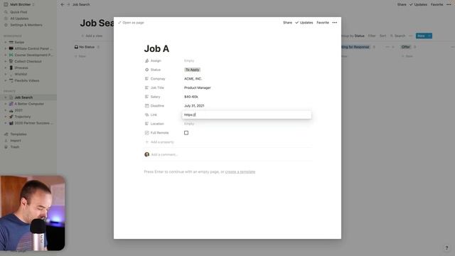 Track your job search in Notion (real time walkthrough tutorial) смотреть онлайн