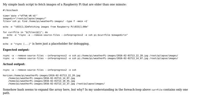 Bash expands array where it should just use one element смотреть онлайн