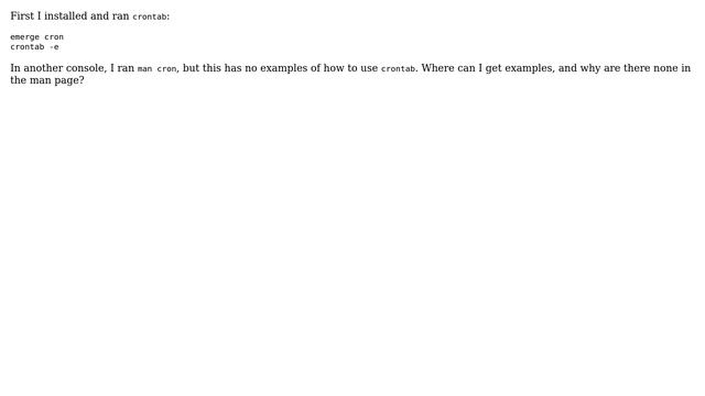 Unix & Linux: How to use crontab (Gentoo)? смотреть онлайн