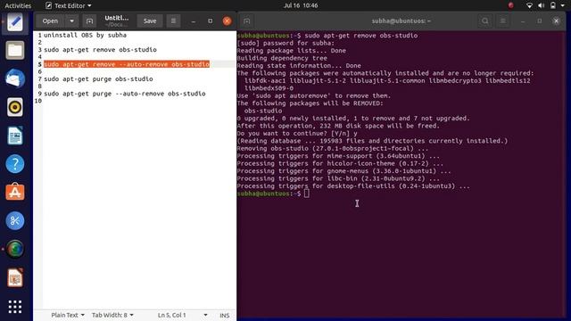 How to uninstall OBS Studio in Ubuntu 20.04 Linux. смотреть онлайн