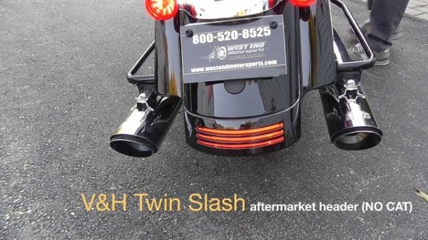 Vance & Hines Twin Slash - Stock Headers vs. Aftermarket w. NO CAT