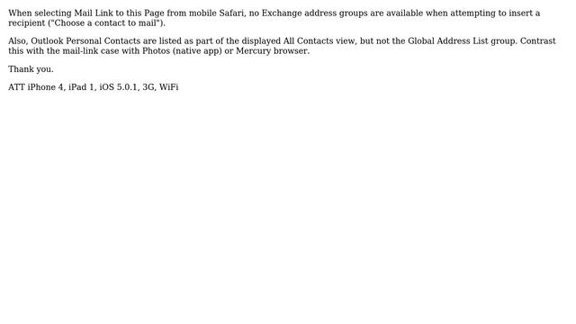 Apple: How to mail link from mobile Safari to an Exchange address book entry? смотреть онлайн