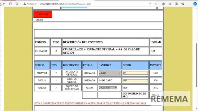 COSTO DE BANQUETA, HOJA DE CALCULO PARA COSTO DIRECTO DE CONSTRUCCIÓN DE BANQUETA DE CONCRETO. смотреть онлайн
