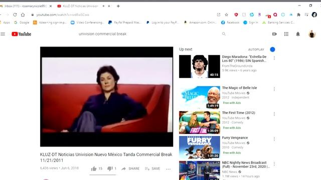 KLUZ DT Noticias Univision Nuevo México Tanda Commercial Break 11 21 2011 YouTube Google Chrome смотреть онлайн