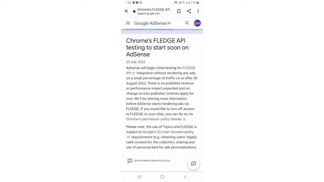 Chrome's FLEDGE API testing start soon on AdSense new date provide смотреть онлайн