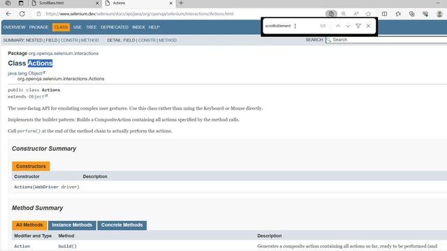 Scroll to a element using Actions Class From Selenium WebDriver 4 with Java смотреть онлайн