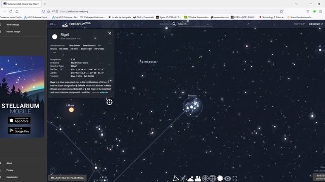 Stellarium Astronomy Software — Mozilla Firefox 2023 02 06 11 13 22 смотреть онлайн
