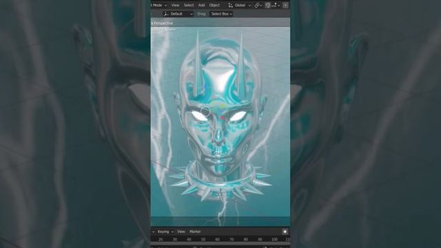 Blender sculpt tutorial for beginner. Custom chrome devil coverart animation. смотреть онлайн