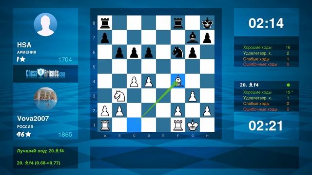Chess Game Analysis: Vova2007 - HSA : 1-0 (By ChessFriends.com) смотреть онлайн