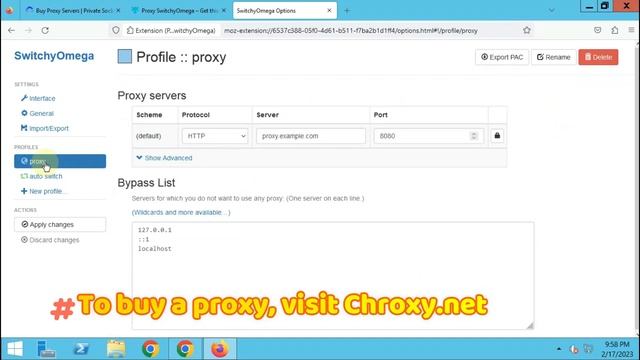 SwitchyOmega Firefox Proxy Setup