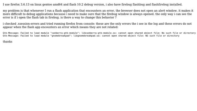 linux firefox flash debug: i don't get alerts when errors occur (2 Solutions!!) смотреть онлайн