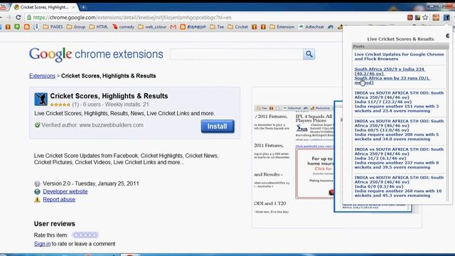 Google Chrome/Flock Browser Extension - Cricket Updates from Buzzcric.com смотреть онлайн