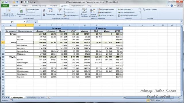 Курс Excel_Базовый - Урок №19 Группировка данных в Excel. Промежуточные итоги смотреть онлайн
