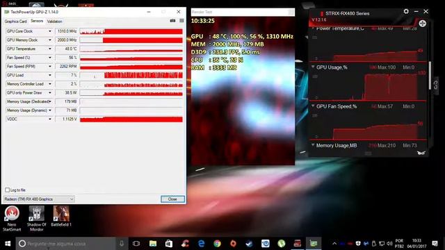 Teste Render GPU Z na Asus RX 480 8Gb Strix смотреть онлайн
