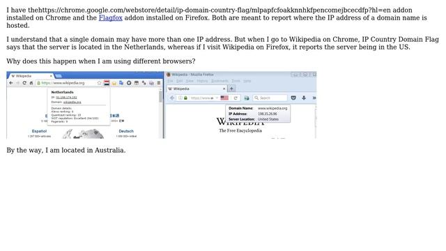 Why does the IP location differ if I visit Wikipedia on Chrome and Firefox? смотреть онлайн