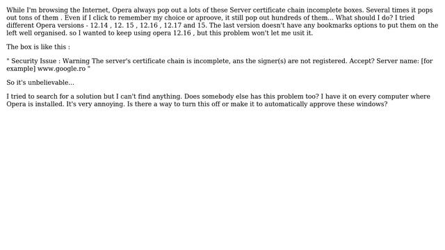 How to turn off Opera security incomplete certificate message? (2 Solutions!!) смотреть онлайн
