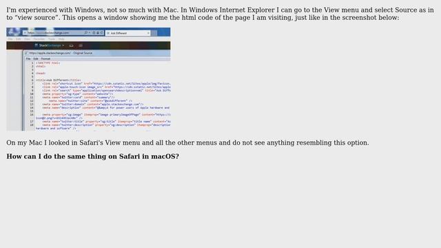 Apple: How do I view the page source in Safari just like I can in Windows Internet Explorer? смотреть онлайн
