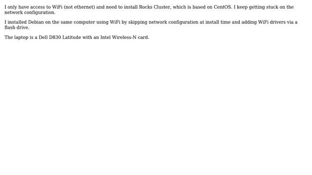 Unix & Linux: How to install Rocks Cluster using WiFi (Intel Wireless N)? смотреть онлайн