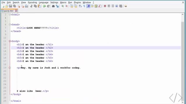 HTML and CSS Tutorial for Beginners E03 Stuffs inside body (Header and Paragraph} смотреть онлайн