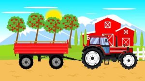 Brave green Tractor works on the farm | Different machines | tractor animation cartoons