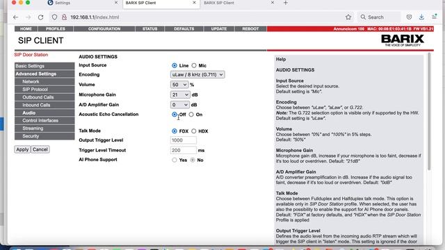 Part 2 of setting up Barix Annuncicom with BCL SIP in peer to peer Intercom mode with a voip phone смотреть онлайн