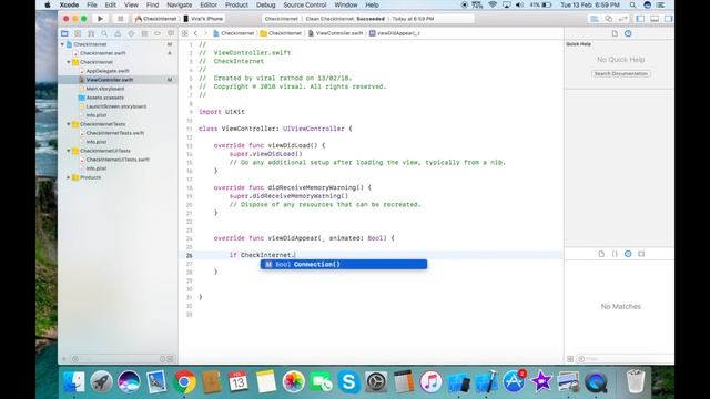 How to Check Internet Connection (Swift-4 Xcode-9) смотреть онлайн