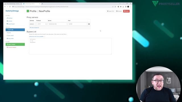 Proxy configuration in a Proxy SwitchyOmega extension смотреть онлайн