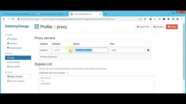 SwitchyOmega Google Chrome Proxy Setup