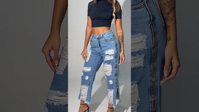 Calça Jeans Feminina Pantacourt com Ziper Lateral Cintura Alta Modela o Corpo Levanta Bumbum смотреть онлайн