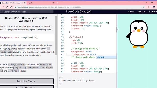 Learn Basic CSS Use a custom CSS Variable freeCodeCamp org Google Chrome 2019 12 13 14 43 30 смотреть онлайн