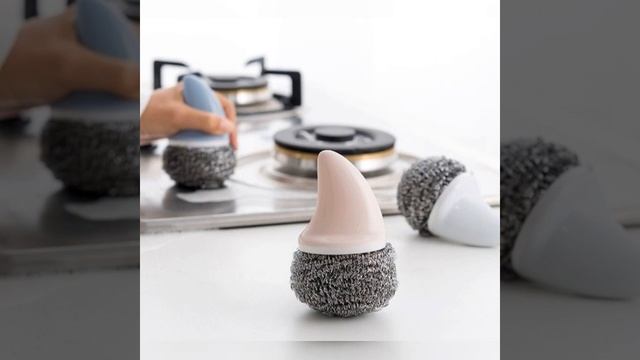 Kitchen shark fin stainless steel scourer utensil sponge scrubber pot brush scouring tool смотреть онлайн