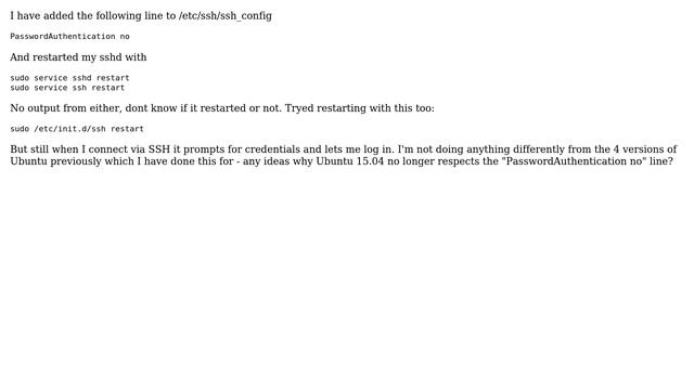 Ubuntu: How can I disable SSH password authentication on 15.04? смотреть онлайн
