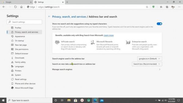How to change search engine in microsoft edge