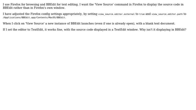Using Firefox's 'View Source' with BBEdit results in a blank file смотреть онлайн