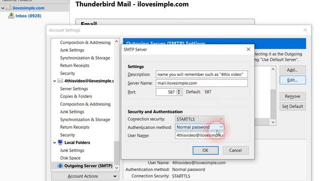 4this Video - Quick Change Of Thunderbird Settings To SECURE Ports (IMAP)