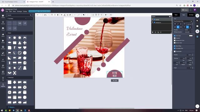 Design an Instagram Post for Restaurant Valentine's Dinner Promotion using Visual Paradigm InfoART смотреть онлайн