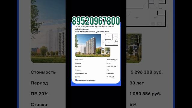 4880р платеж однушка с отделкой 15 минут до метро Девяткино Новостройки смотреть онлайн