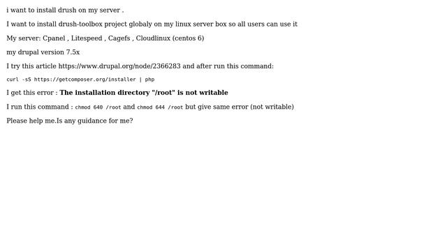 Drupal: The installation directory "/root" is not writable - Error when install Drush смотреть онлайн