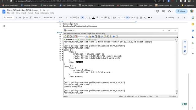 Cisco CCNA to the JNCIA-Junos: Module 5: Junos Routing Policy and Firewall Filters - Part1 смотреть онлайн